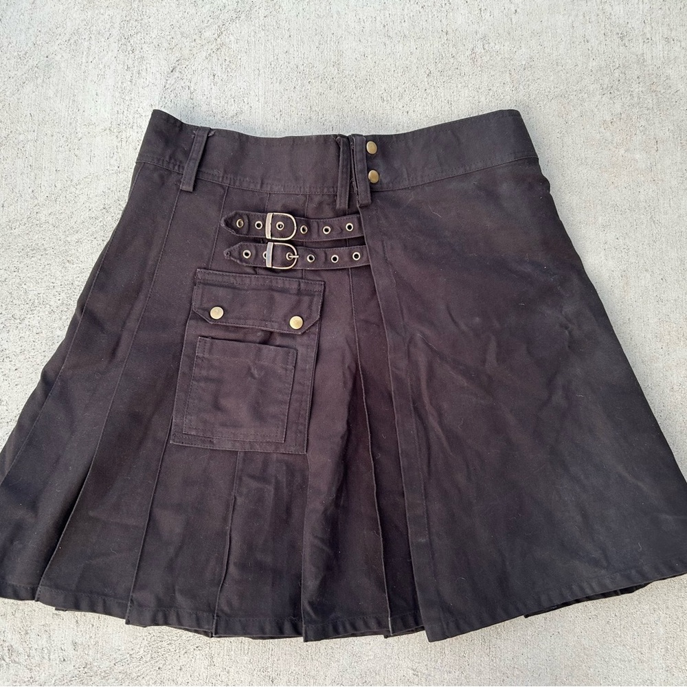 Men’s SCOTTISH HIGHLAND Cotton UTILITY KILT Black sz 40